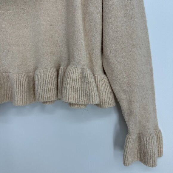 Dress Forum Ruffle Trim Cropped Sweater M Relaxed Fit Beige Tan Pullover NWT - Picture 10 of 12